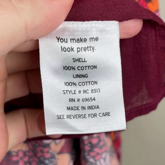 ANTHROPOLOGIE Women’s XS Rahi Floral Midi Dress Puff Tiered Slit Sleeve Multi - Picture 4 of 5